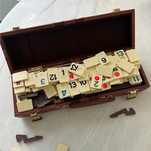 Classic Tile Rummy Game Set in Brown Case